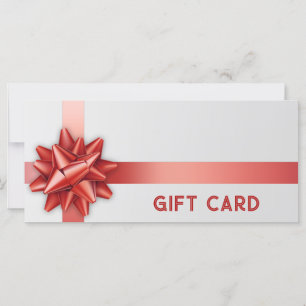 Red Gift Bow Satin Ribbon Trendy White Gift Card