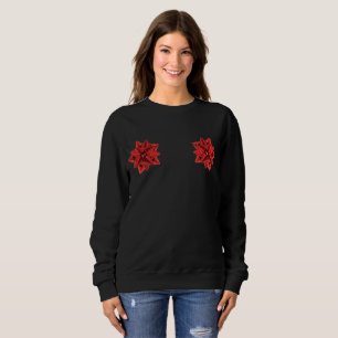 red gift bow womens sweatshirt