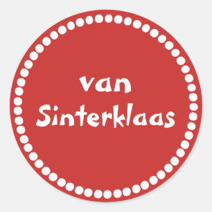 Red gift sticker text from Sinterklaas