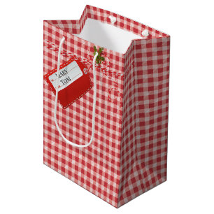Red Gift Tag On Gingham Medium Gift Bag