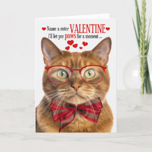 Red Ginger Cat Valentine with Feline Humour Holiday Card