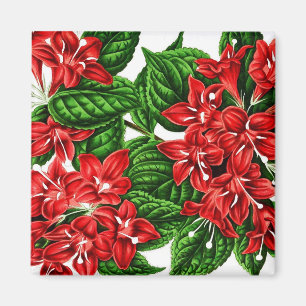 Red ginger flowers, vintage print magnet