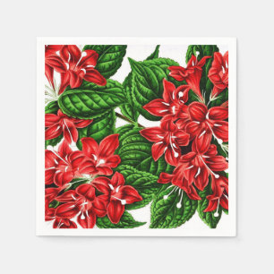 Red ginger flowers, vintage print napkin