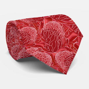 Red Ginger Tropical Floral Tie