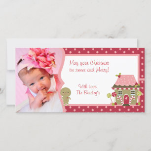 Red Gingerbread Christmas Personalised Photo Card