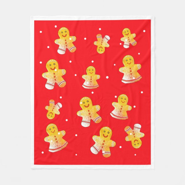 Red Gingerbread Fleece Blanket (Front)