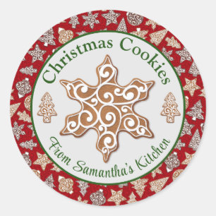 Red Gingerbread Homemade Christmas Cookies Classic Round Sticker