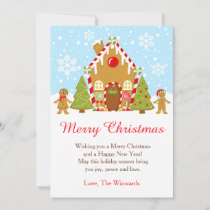 Red Gingerbread House Decorating Christmas Party Holiday Card