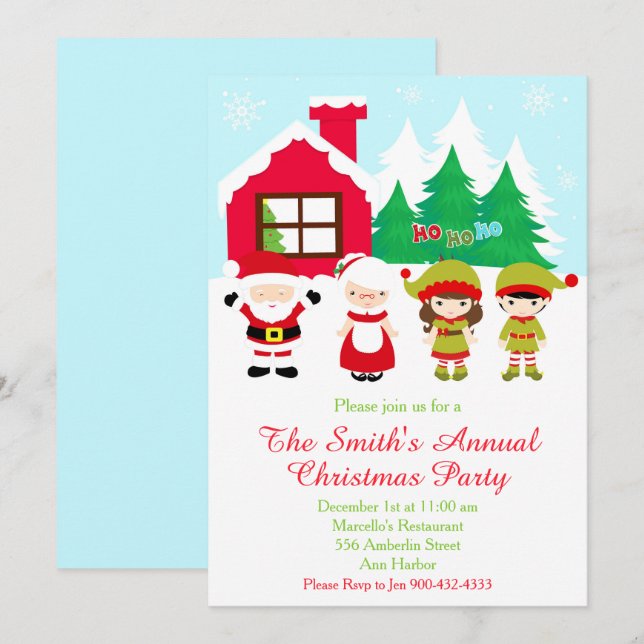 Red Gingerbread House Decorating Christmas Party Invitation (Front/Back)