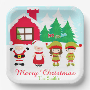 Red Gingerbread House Decorating Christmas Party Paper Plate