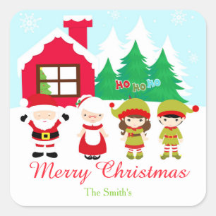 Red Gingerbread House Decorating Christmas Party Square Sticker