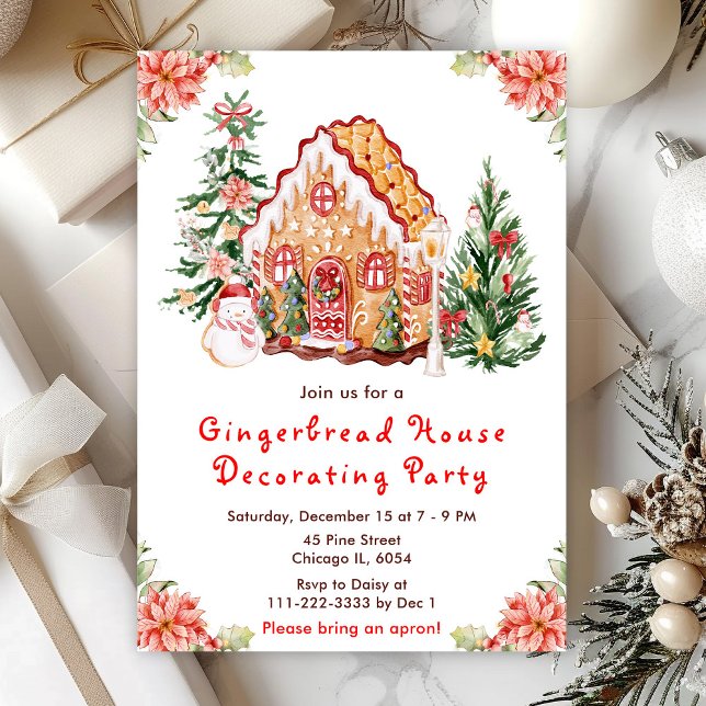 Red Gingerbread House Decorating Party Invitation (Creator Uploaded)