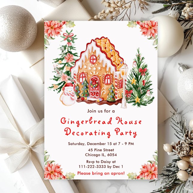 Red Gingerbread House Decorating Party Invitation (Creator Uploaded)