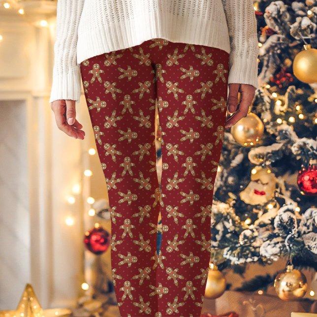 Red Gingerbread Man Polka Dot Christmas Leggings (Creator Uploaded)