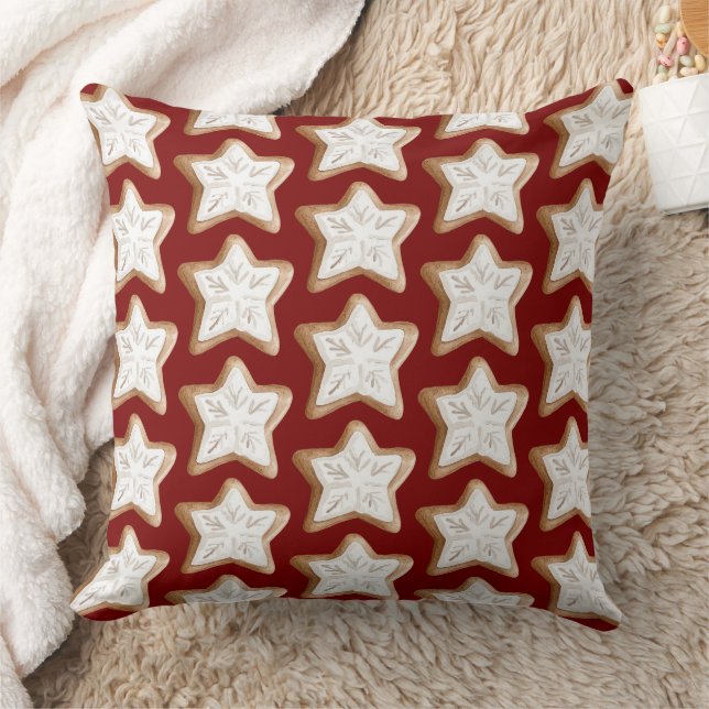 Red Gingerbread Star Cookie Christmas Cushion (Blanket)