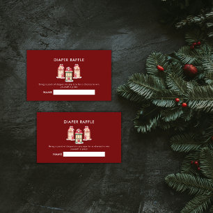 Red Gingerbread Village Diaper Raffle Baby Shower  Enclosure Card