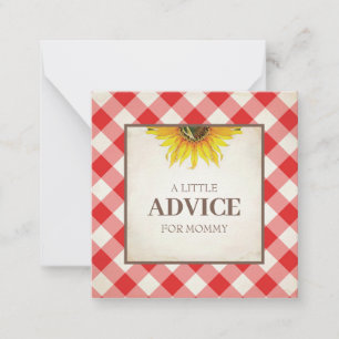 Red Gingham Advice For Mummy Shower Insert Card