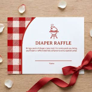 Red Gingham Baby Q Barbecue Cookout Baby Shower Enclosure Card