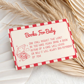 Red Gingham Baby Shower Books for Baby Enclosure Card