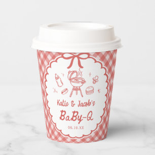 Red Gingham Barbecue Baby-Q Baby Shower Paper Cup