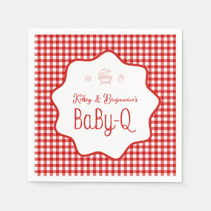 Red Gingham Barbecue BBQ Baby-Q Baby Shower  Napkin