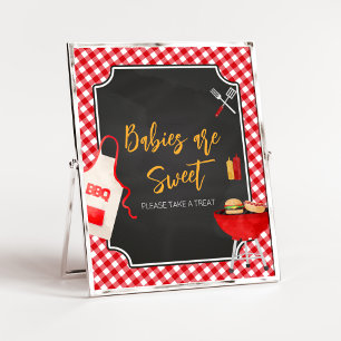 Red Gingham BBQ Baby Shower Babies are Sweet Poster