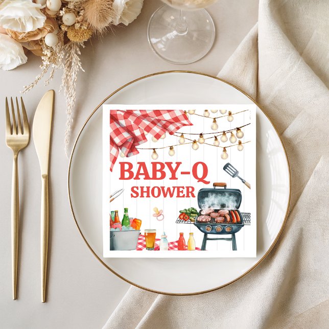 Red Gingham BBQ Baby Shower Napkins (Creator Uploaded)