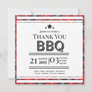 Red Gingham BBQ Party Thank You Card