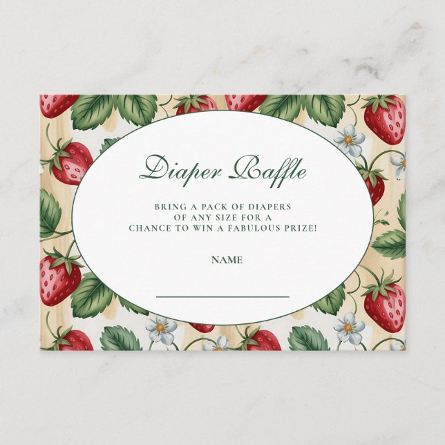 Red Gingham Berry Diapper Raffle Enclosure Card (Front)
