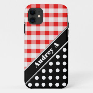 Red Gingham Black Polka Dot iPhone 5 Case