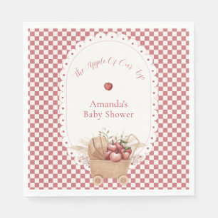 Red Gingham Boho Apple Of Our Eye Baby Shower Napkin
