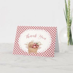 Red Gingham Boho Apple Of Our Eye Baby Shower Thank You Card