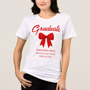 Red Gingham Bow Graduation Tri-Blend Shirt