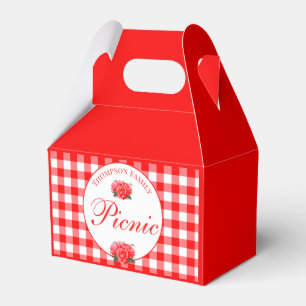 Red Gingham Buffalo Check Picnic Custom Favour Box