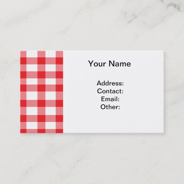 Red Gingham Business Card (Front)