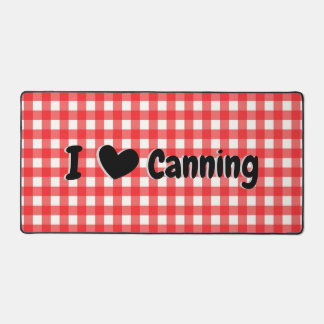 Red Gingham Check I Heart Canning Jar Cooling Mat
