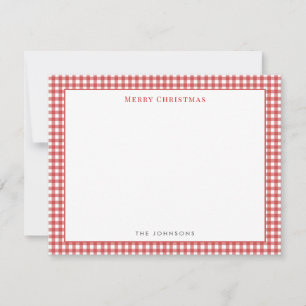 Red gingham Check Merry Christmas Note Card