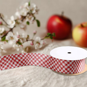 Red Gingham Check Party Ribbon Satin Ribbon