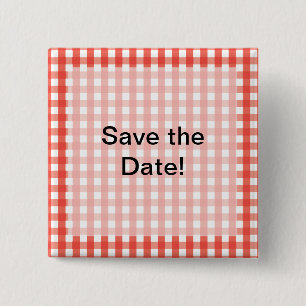 Red Gingham Check Pattern 15 Cm Square Badge