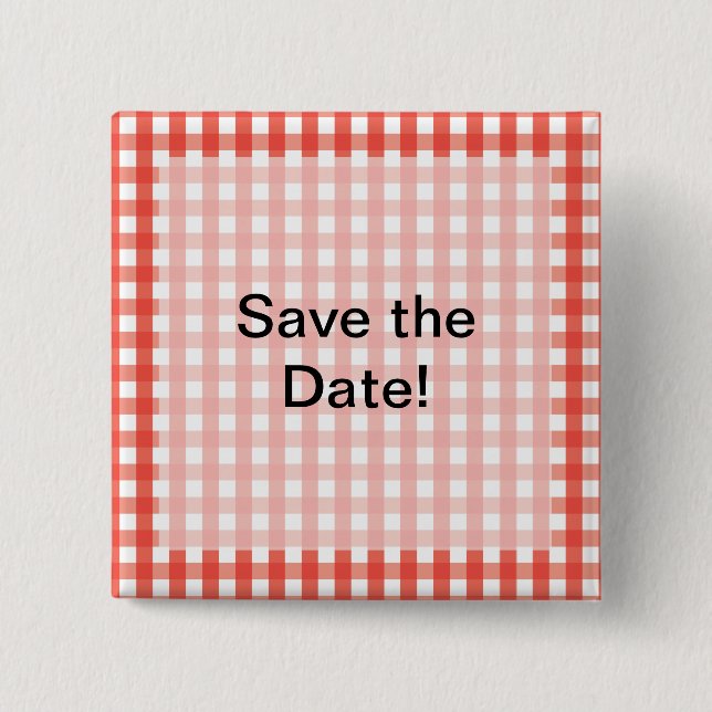 Red Gingham Check Pattern 15 Cm Square Badge (Front)