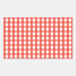 Red Gingham Check Pattern Rectangular Sticker