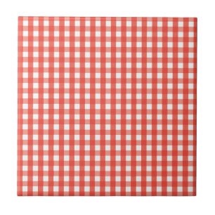 Red Gingham Check Pattern Tile