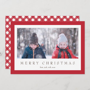 Red Gingham Check Plaid Photo Card for Christmas