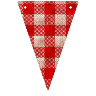 Red Gingham Chequered Pattern Burlap Look Bunting