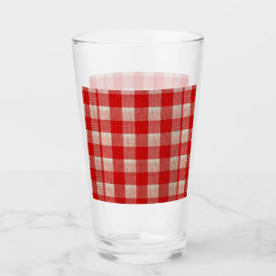 Red Gingham Chequered Pattern Burlap Look Glass