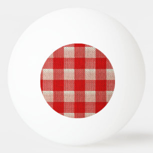 Red Gingham Chequered Pattern Burlap Look Ping Pong Ball