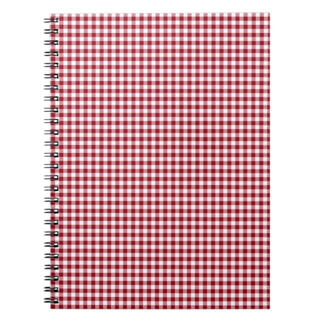Red Gingham Chequered Plaid Pattern Notebook (Front)