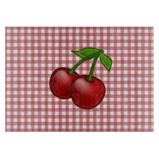 Red Gingham Cherry Cutting Board (Front)