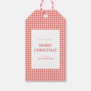 Red Gingham Christmas Gift Tags