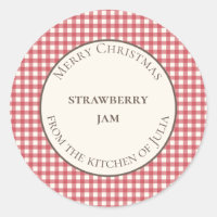 Red Gingham Christmas Jar Labels Homemade Gifts